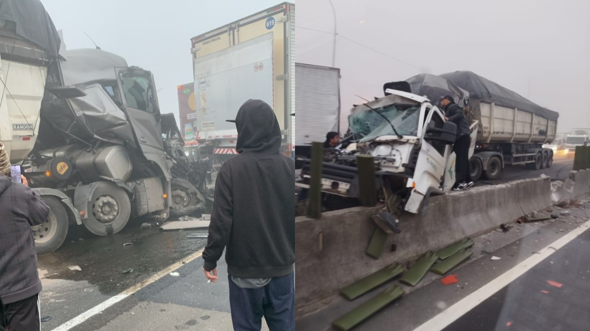 Acidente envolveu 13 veículos na BR-101, em Santa Catarina Acidente envolveu 13 veículos na BR-101, em Santa Catarina