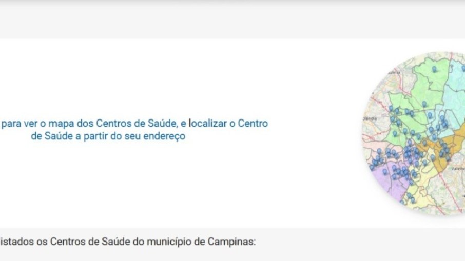 No mapa é possível localizar a unidade de atendimento mais próxima da sua residência