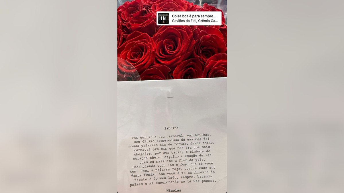 Nicolas Prattes surpreende Sabrina Sato com carta de amor e buquê de rosas