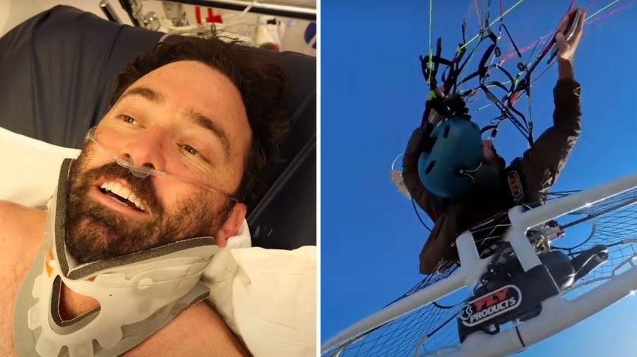 Youtuber sofre acidente de parapente e quase perde a vida