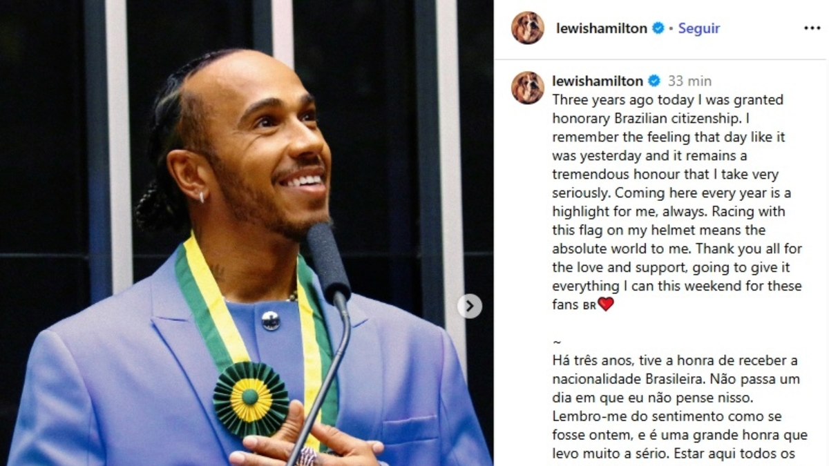 Lewis Hamilton fez questão de compartilhar nas redes sociais o amor que tem pelo Brasil