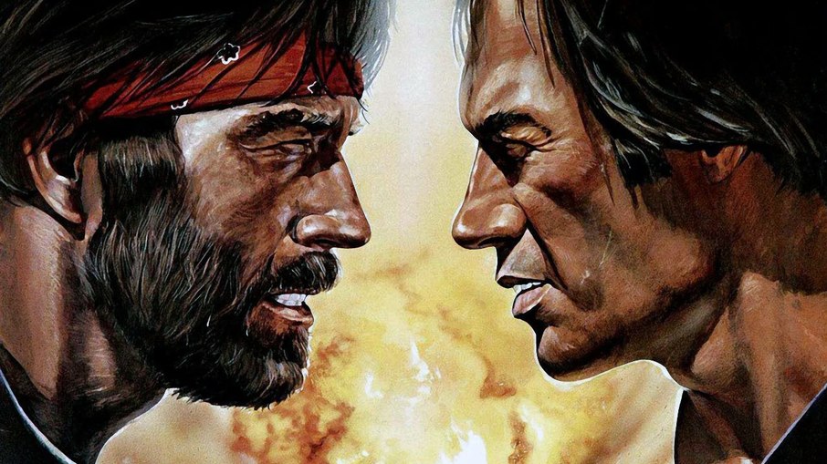 Chuck Norris e David Carradine no pôster de McQuade, o Lobo Solitário