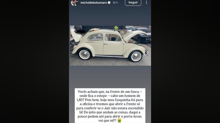 Bolsonaro foi procurado em Fusca de Michelle; conheça o modelo