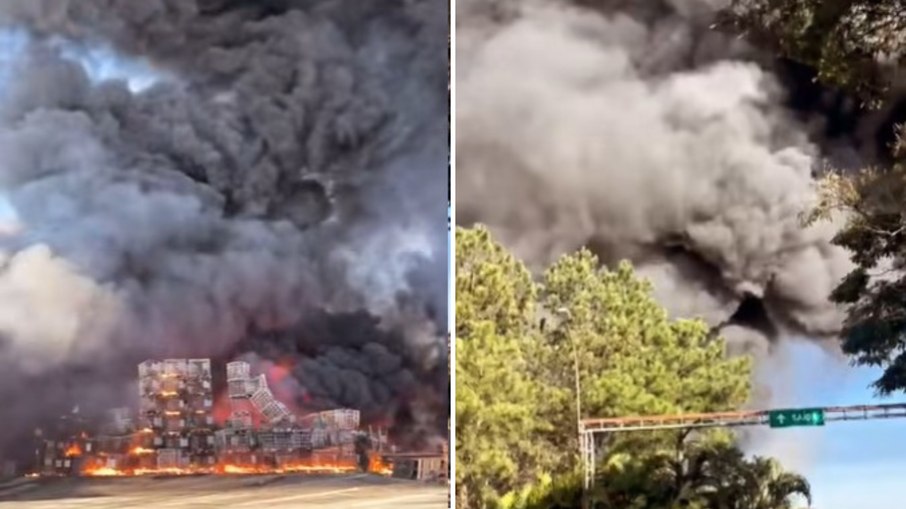 VÍDEO: incêndio acontece em indústria de Guarulhos; voos seguem VÍDEO: incêndio acontece em indústria de Guarulhos; voos seguem