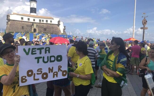 Manifestantes pedem o veto da lei de abuso de autoridade, que necessita da aprovação do presidente Jair Bolsonaro