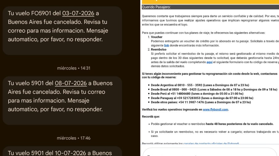 Flybondi informou cancelamento de voos através do e-mail e SMS