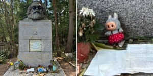 Labubu é deixado no túmulo de Karl Marx