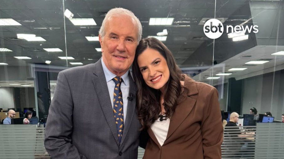 Celso Freitas e Marina Demori após o jornal do SBT News Celso Freitas e Marina Demori após o jornal do SBT News