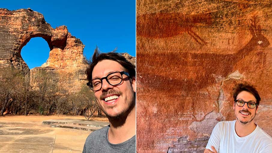 Fabio Porchat visita os pontos turísticos mais importantes da Serra da Capivara, no Piauí