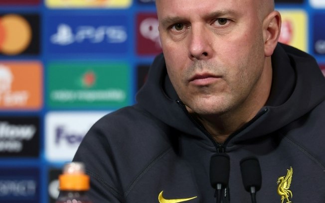 O técnico do Liverpool, Arne Slot, durante entrevista coletiva nesta terça-feira O técnico do Liverpool, Arne Slot, durante entrevista coletiva nesta terça-feira