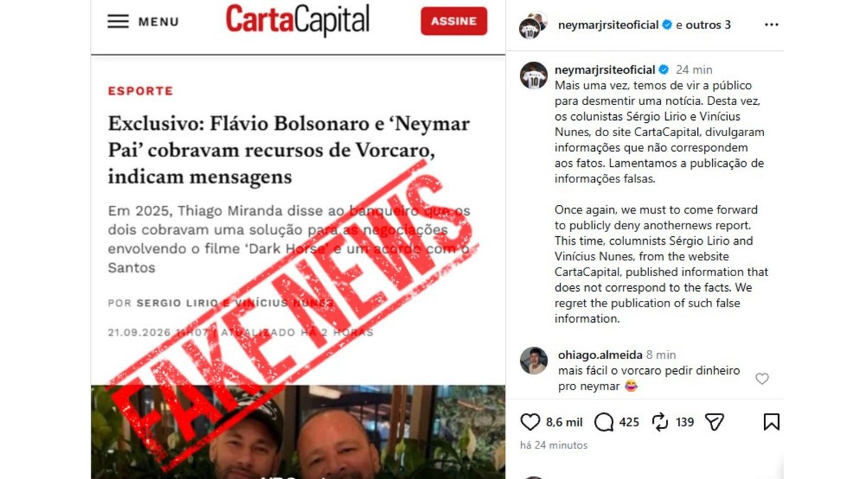 Neymar nega relação do pai com Vorcaro Neymar nega relação do pai com Vorcaro