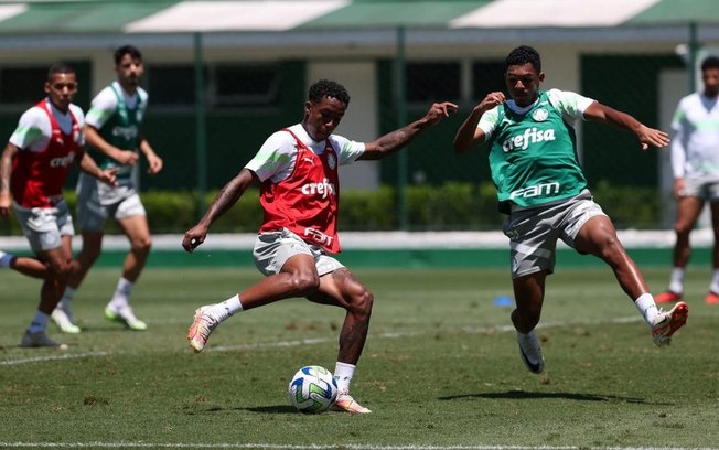 Palmeiras treina de olho no Flamengo e Endrick brinca sobre convocação: “Veiga gravará meu trote”