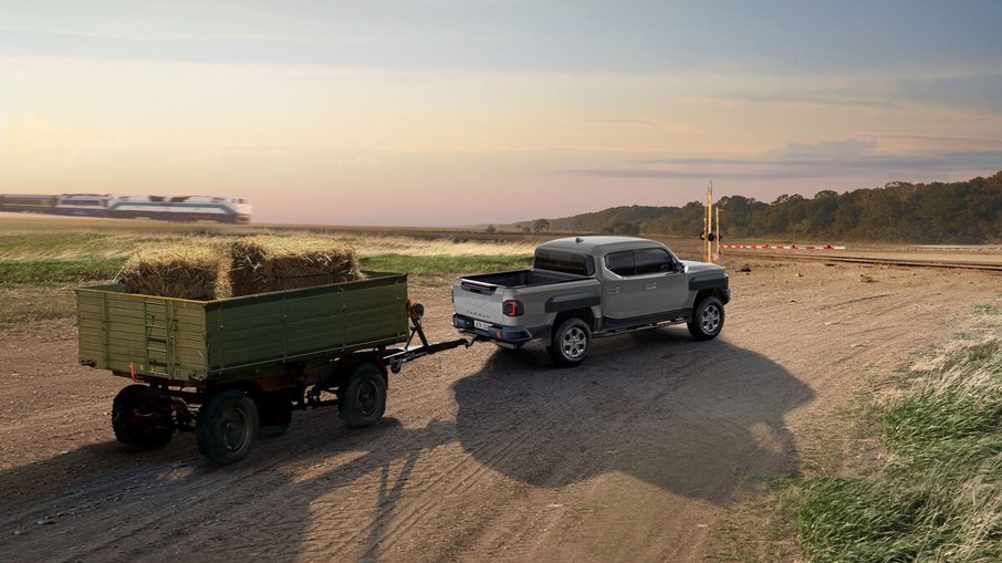 Kia Tasman tem CMT de 6.200 kg e recursos eletrônicos para aumentar a estabilidade durante o uso com reboque.