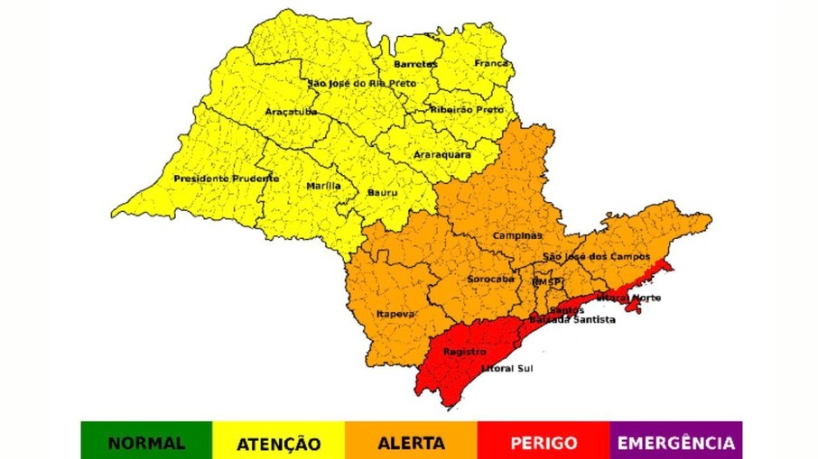 Alerta de chuvas para o estado de São Paulo Alerta de chuvas para o estado de São Paulo