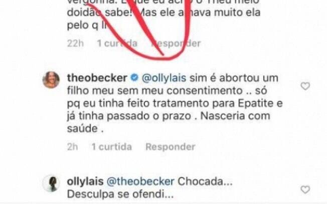 Theo Becker acusa Andressa Suita de abortar seu filho