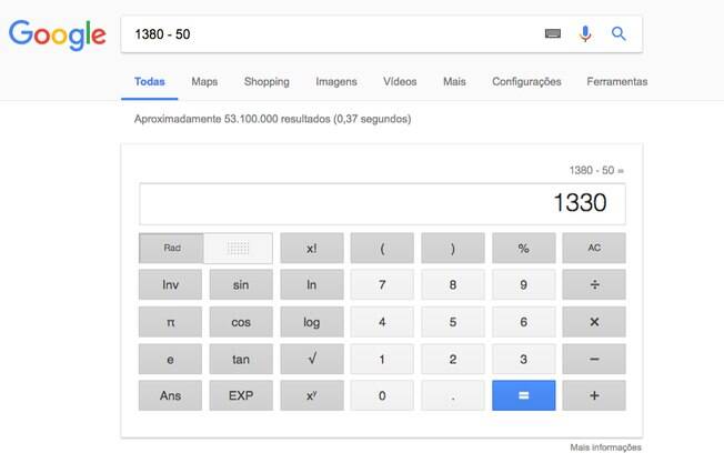 O Google realiza contas simples instantaneamente. 