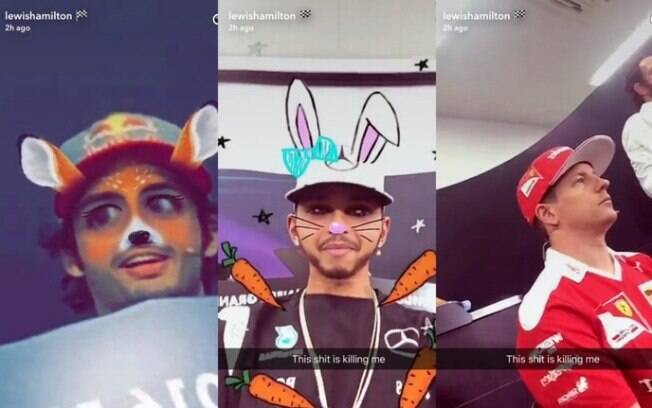 Lewis Hamilton utilizou o Snapchat durante a coletiva de imprensa do GP de Suzuka, no Japão