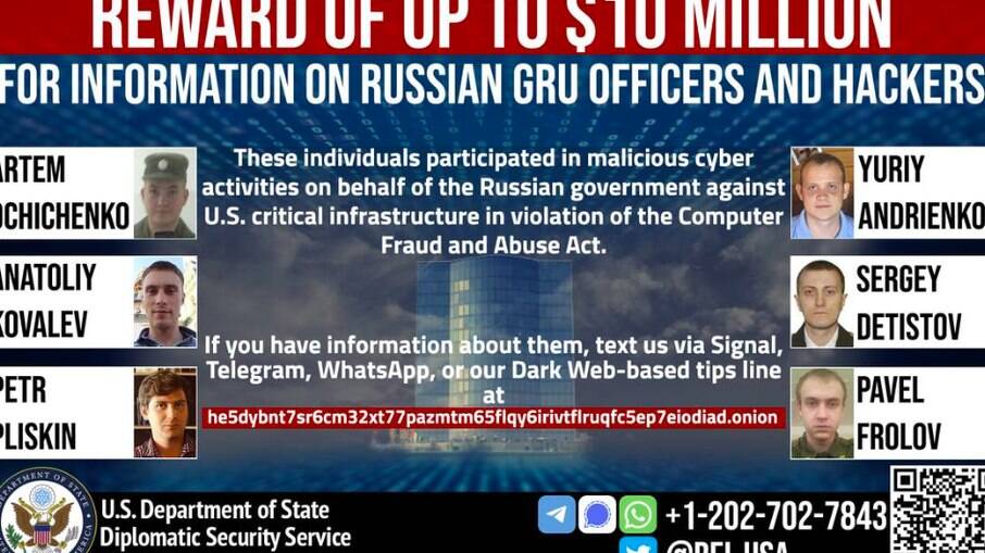 Departamento de Estado Americano oferece recompensa para quem der informações sobre hackers russos
