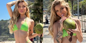 Karoline Lima exibe corpão em praia do Rio de Janeiro