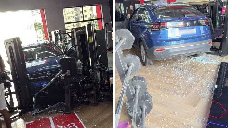 Carro invade academia e duas pessoas ficam feridas em Campinas