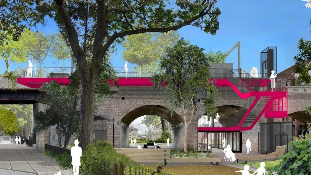 Ilustração de como o Camden Highline será montado