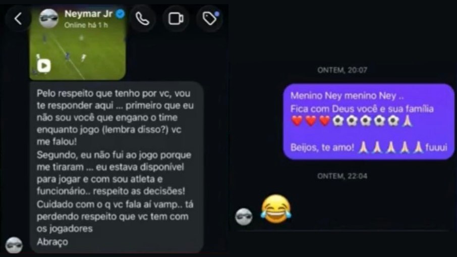Troca de mensagens entre Vampeta e Neymar exposta pelo ex-jogador