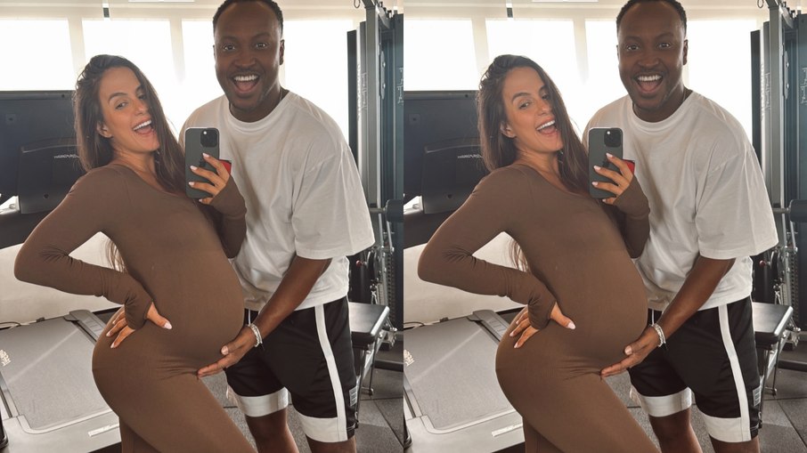 Carol Peixinho evidencia tamanho da barriga com conjunto marrom Carol Peixinho evidencia tamanho da barriga com conjunto marrom