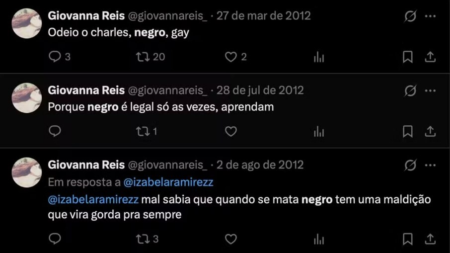 Giovanna Reis, namorada de Alanis, é criticada nas redes sociais por mensagens preconceituosas 