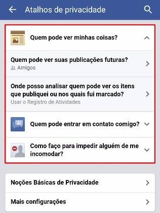 É possível configurar quem pode entrar em contato com você e quem vê suas publicações