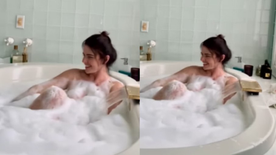 Luma de Oliveira posa à vontade durante banho de espuma Luma de Oliveira posa à vontade durante banho de espuma