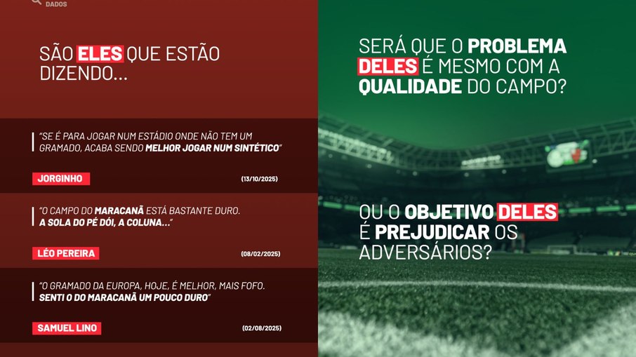 Palmeiras provoca Flamengo por conta dos ataques ao gramado sintético