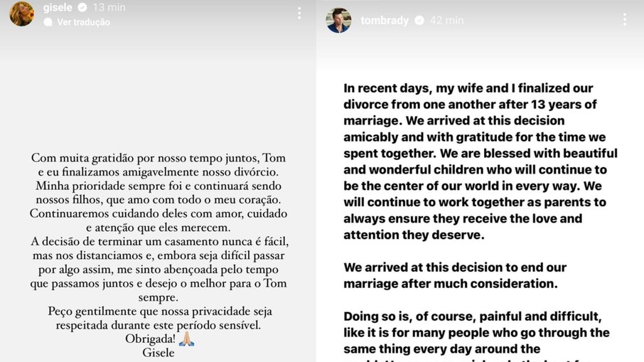 Gisele Bündchen e Tom Brady anunciam divórcio após 13 anos casados