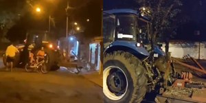 Homem usa trator da prefeitura pra invadir casa de filha e genro