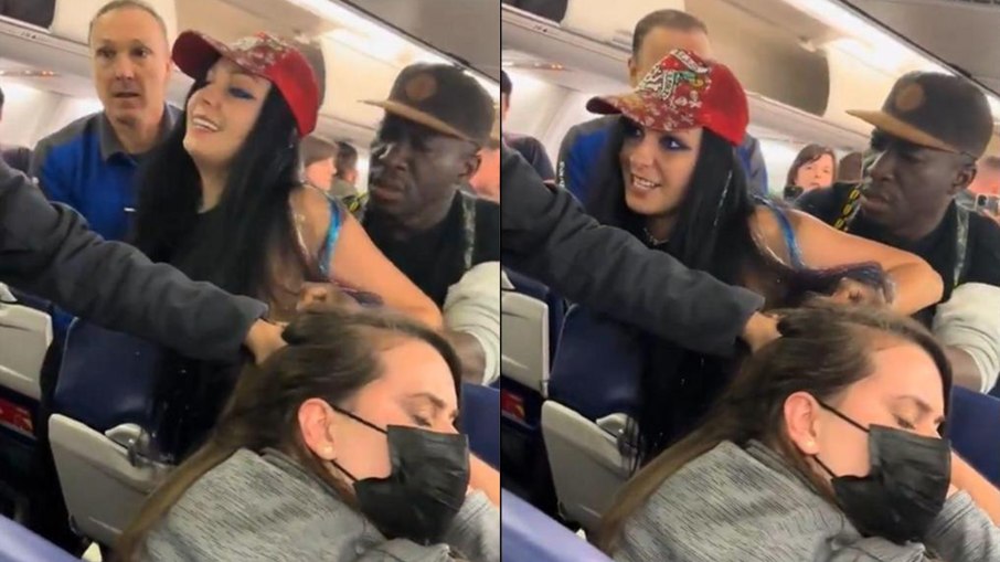 Mulher agride passageira em voo nos EUA Mulher agride passageira em voo nos EUA