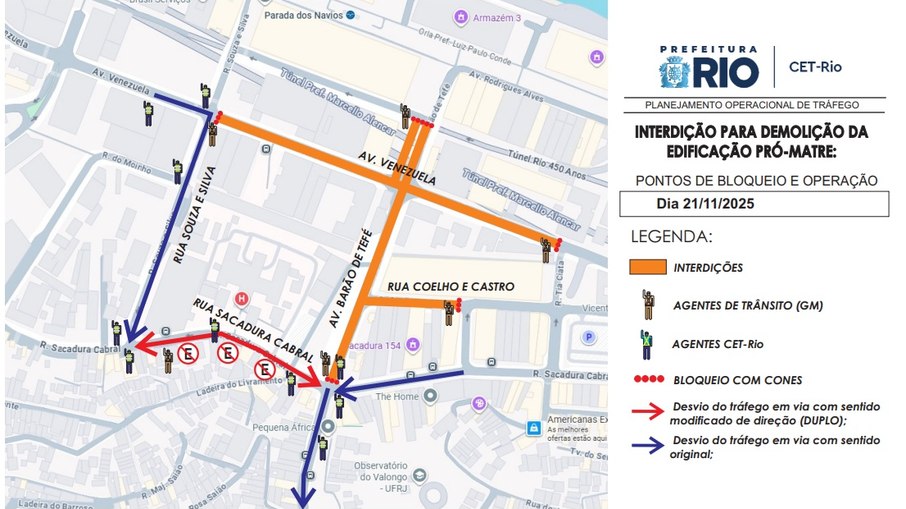 Vias da Zona Portuária que serão fechadas Vias da Zona Portuária que serão fechadas
