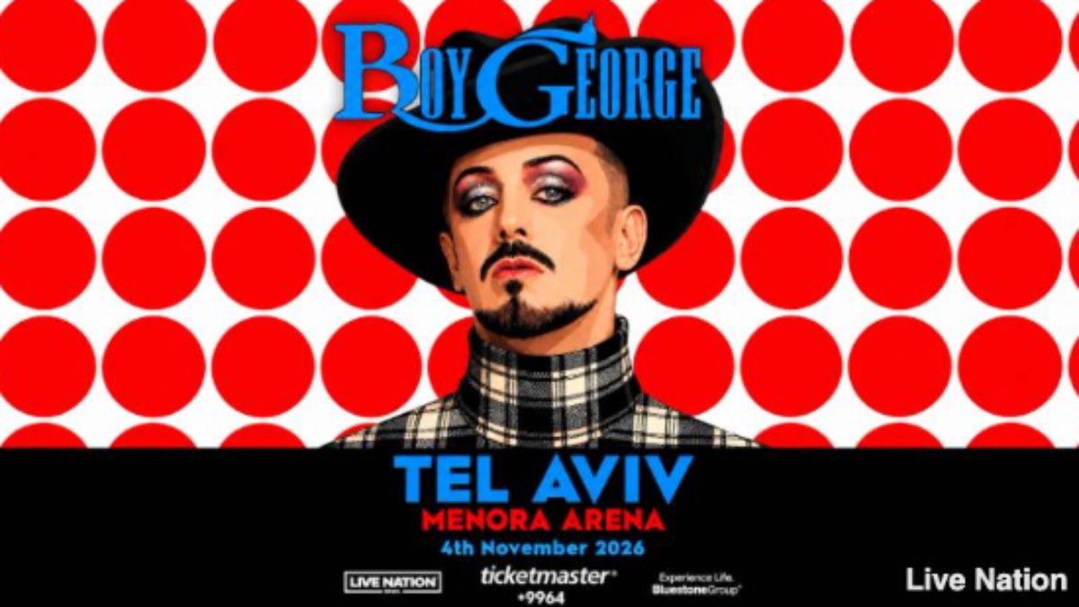 Cartaz de divulgação do show de Boy George em Tel Aviv. Cartaz de divulgação do show de Boy George em Tel Aviv.