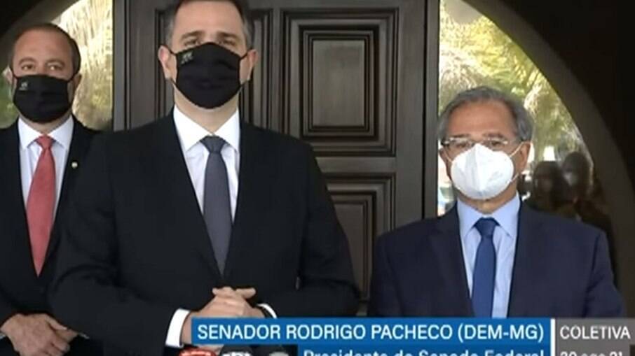 Presidente do Senado, Rodrigo Pacheco,  e o ministro da Economia, Paulo Guedes