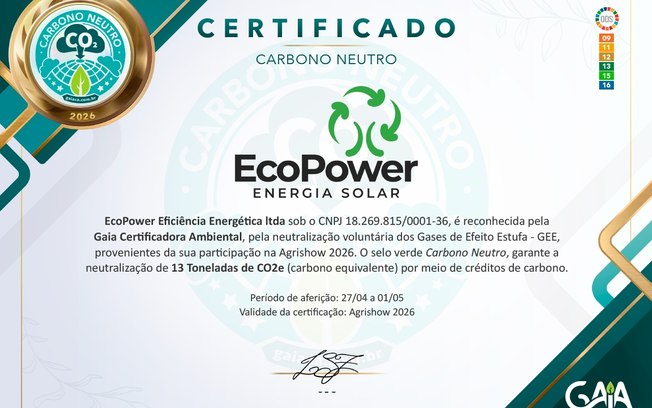 Neutralização de GEE: EcoPower é certificada na Agrishow