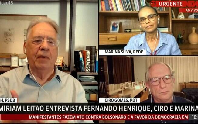 Em debate FHC Ciro e Marina defendem frente ampla contra