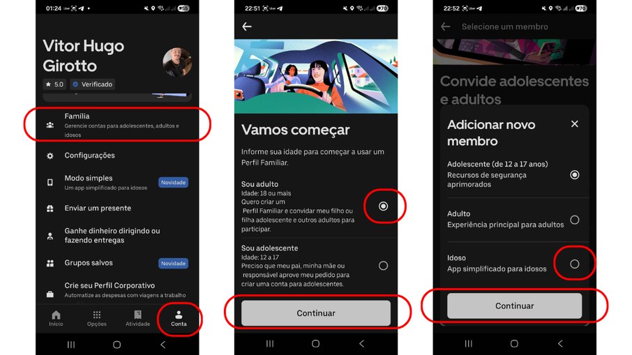 Como criar Perfil Familiar para controlar viagens de membros