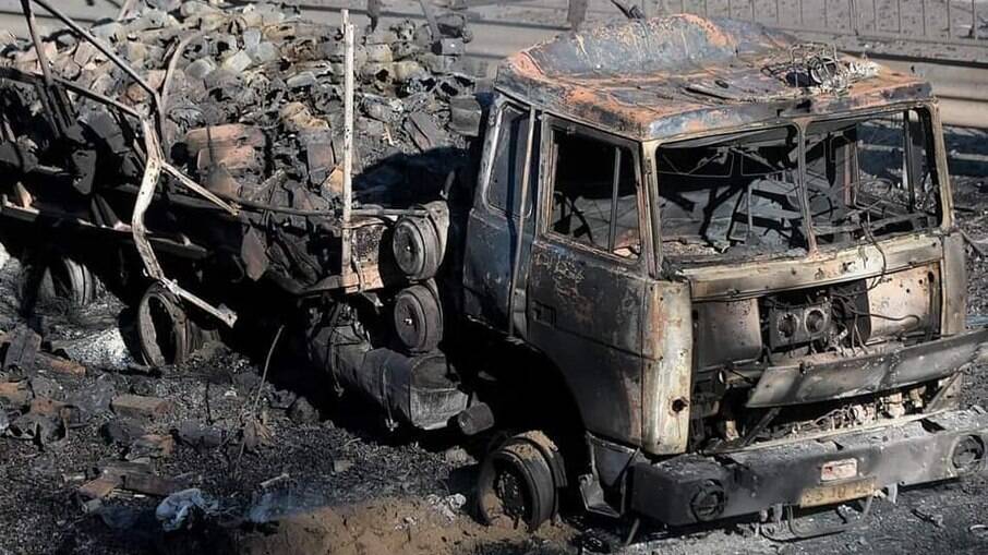 Ministério da Defesa ucraniano divulgou fotos do que seriam equipamentos russos destruídos