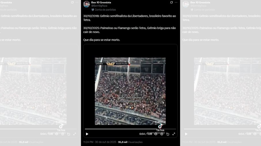 Torcida do Grêmio lamenta final entre Palmeiras e Flamengo