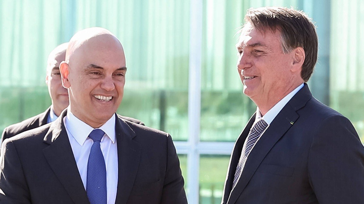 O ministro do STF Alexandre de Moraes e o ex-presidente Jair Bolsonaro em 2019