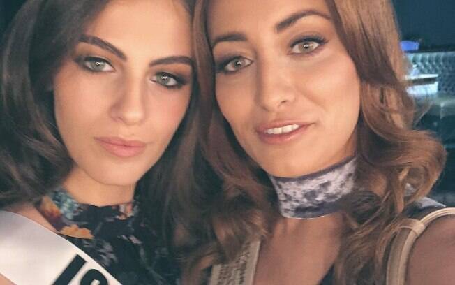 A foto postada nas redes sociais de Sarah Idan (direita), miss Iraque, com a representante de Israel gerou ameaças