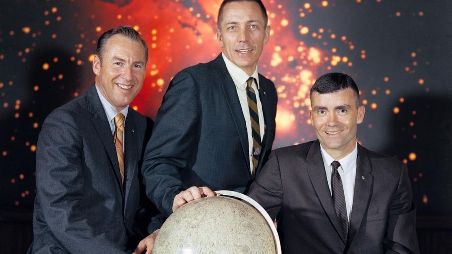 A equipe que sobreviveu ao susto do Apollo 13: James A. Lovell Jr., John L. Swigert Jr. e Fred W. Haise Jr