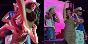 Ana Castela derruba prefeita durante show no interior de SP