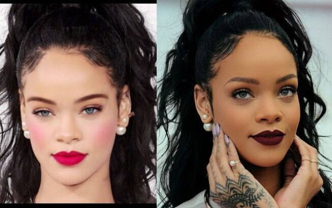 Seguidores de Rihanna fazem montagens racistas implicando que a cantora seria mais bonita se fosse branca