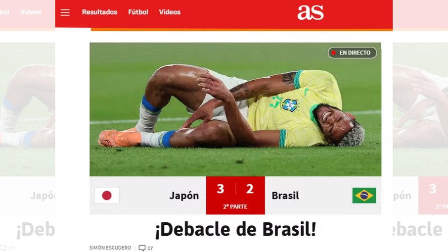 AS repercute o revés do Brasil diante do Japão AS repercute o revés do Brasil diante do Japão