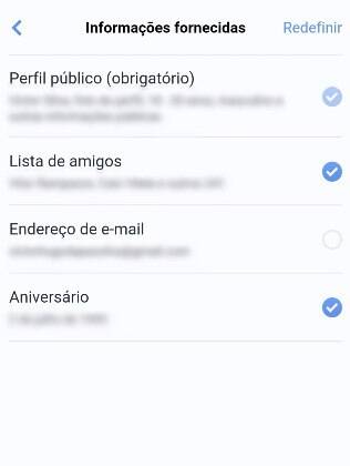 Antes de utilizar o login do Facebook em outros sites, a rede social confirma que tipo de informação você deseja compartilhar