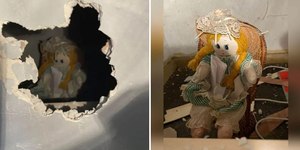 Boneca de pano com bilhete é encontrada dentro de parede de casa